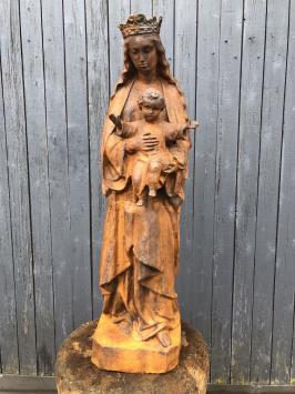 Moeder Maria / Mother Mary met jezus, groot gietijzeren beeld