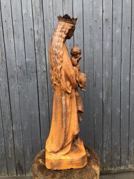 Moeder Maria / Mother Mary met jezus, groot gietijzeren beeld, PRACHTIG.