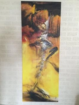 belle et grande toile abstraite à l'huile de : la danseuse