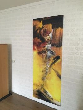 belle et grande toile abstraite à l'huile de : la danseuse
