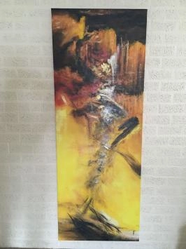 belle et grande toile abstraite à l'huile de : la danseuse