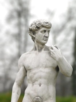 David - statue en pierre - 110 cm - blanc classique - en détail