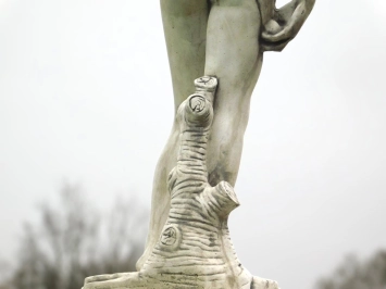 David - statue en pierre - 110 cm - blanc classique - en détail