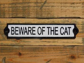 Türschild ‚'Vorsicht vor der Katze‘' - Gusseisen - Schwarz und Weiß