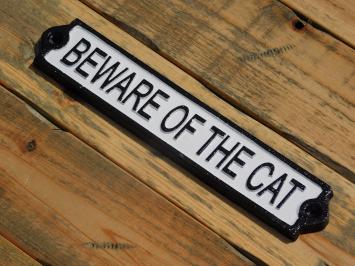 Türschild ‚'Vorsicht vor der Katze‘' - Gusseisen - Schwarz und Weiß