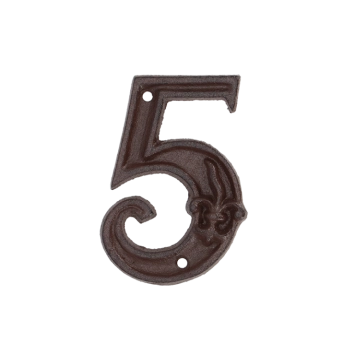 Numéro de maison - chiffre 5 - fonte brune