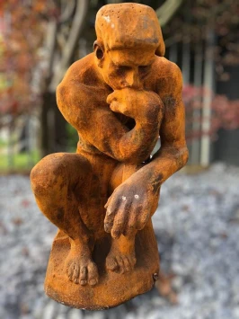 Kunstskulptur „Der Denker“ aus Gusseisen – klassisch