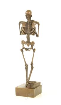 ''Nadenken over de dood'', bronzen beeld, beeld brons skelet