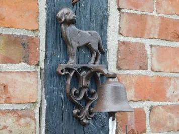 Sonnette avec chien - fonte - marron