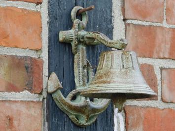 Türklingel „Anker“ aus Gusseisen – Grün/Braun – inklusive Schnur