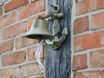 Türklingel „Anker“ aus Gusseisen – Grün/Braun – inklusive Schnur