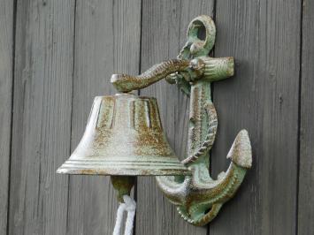 Türklingel „Anker“ aus Gusseisen – Grün/Braun – inklusive Schnur
