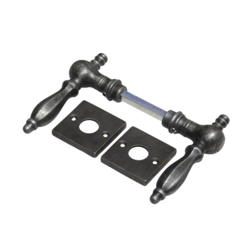 Set klinken en klinkrozetten vierkant - gietijzer verzinkt - Washington