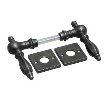 Set klinken en klinkrozetten vierkant - gietijzer verzinkt - Washington