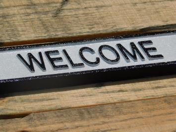 Deurbordje ''Welcome'' - Gietijzer - Zwart Wit