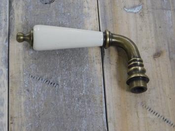 Türgriff Messing antik-weiß mit Keramikgriff, mit Dorn 8 mm x 10 cm
