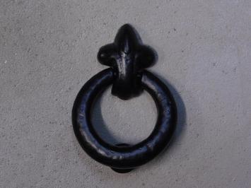 Deurklopper zwart, antiek Franse Lelie, historisch ontwerp