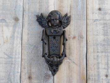 Ange frappeur de porte, fonte, marron