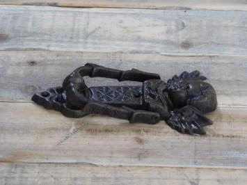 Ange frappeur de porte, fonte, marron