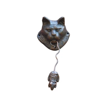 Deurklopper poes met muis – gietijzer – uniek en duurzaam