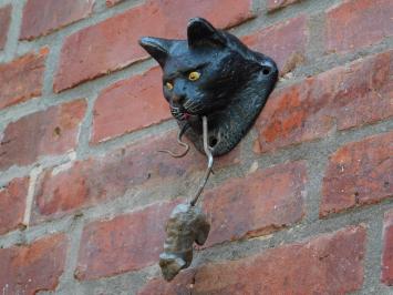 Türklopfer mit Katzen- und Mausmotiv – Gusseisen – farbig – verspielt