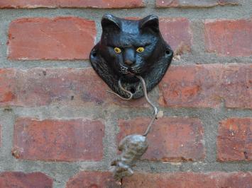 Türklopfer mit Katzen- und Mausmotiv – Gusseisen – farbig – verspielt