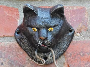 Türklopfer mit Katzen- und Mausmotiv – Gusseisen – farbig – verspielt