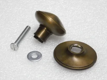 Ronde voordeurknop van antiek messing – vaste deurknop