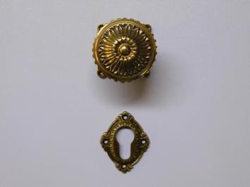 Deurknop met Knop- en Slotrozet PC - Vaste Knop - Messing