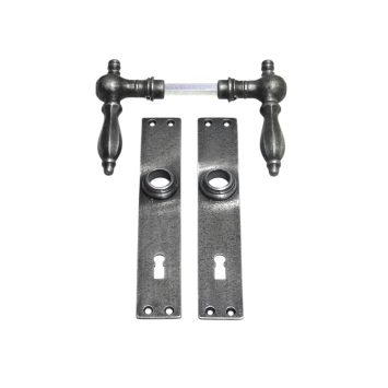 Set deurbeslag - klinken en deurplaten - verzinkt gietijzer