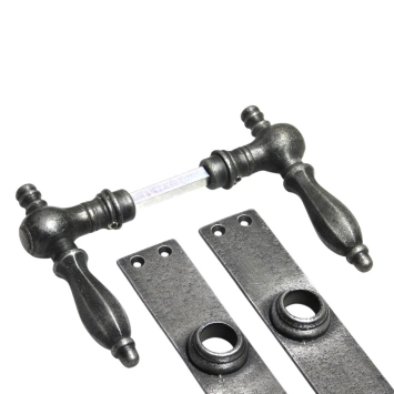 Set deurbeslag - klinken en deurplaten - verzinkt gietijzer