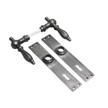 Set deurbeslag - klinken en deurplaten - verzinkt gietijzer