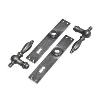 Jeu de ferrures de porte - loquets et plaques de porte - fonte galvanisée