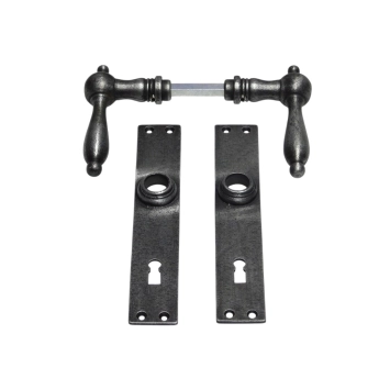 Set deurbeslag 'London' - klinken en deurplaten BB 72 - gietijzer verzinkt