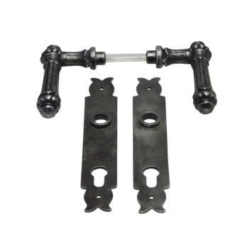 Set deurbeslag - klinken Oxford + deurplaten Noble PC 92 - gietijzer