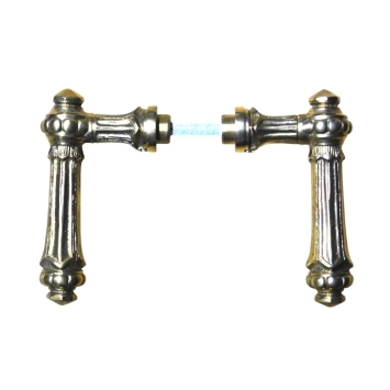 Set deurbeslag messing - 2 klinken en 2 deurplaten - PC 92