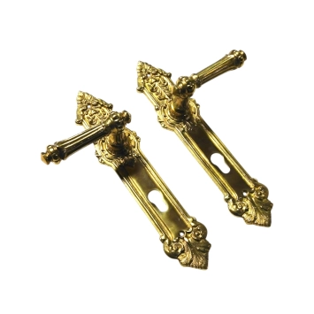 Set de ferrures de porte en laiton - 2 loquets et 2 plaques de porte - PC 92