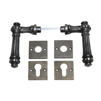 Deurset met klinken en rozetten - vierkant - huisdeur geschikt