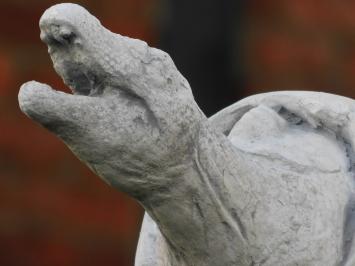 Skulptur Dino aus Ei, schöne verspielte Statue, Stein, weiß/grau