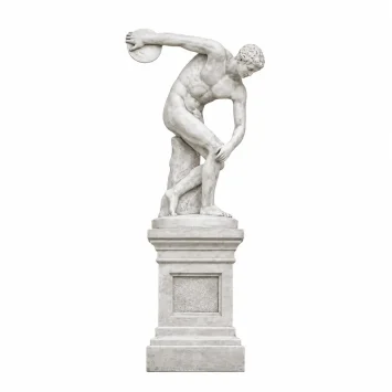 Discuswerper - op sokkel - steen - 155 cm - klassiek wit