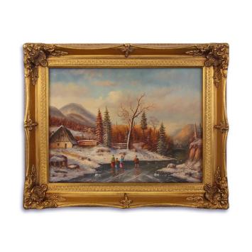 Schilderij van een prachtig winters landschap in mooie lijst.
