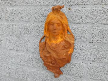 Vrouwenhoofd, Art Nouveau - sculptuur, gemaakt van gietijzer