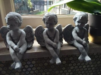 Set van 3 kleine engelen - lot van 3 - steen - 20 cm