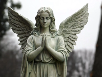 Biddende engel - polystone beeld - 96 cm - handgeschilderd
