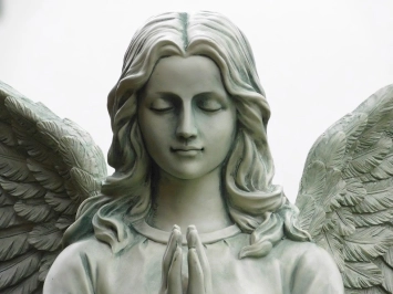 Ange en prière - polystone statue - 96 cm - peint à la main