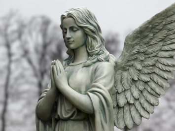 Betender Engel - Polystone Statue - 96 cm - handbemalt