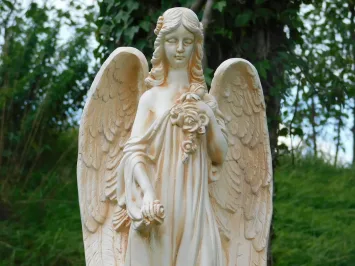 Engelsstatue – Polystone – cremeweiß – 70 cm – Vintage