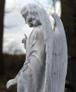 Ange - statue en pierre - 108 cm - blanc - détaillé