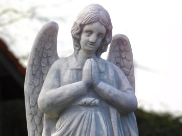 Ange en prière - statue en pierre - 100 cm - détaillée