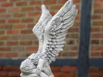 Kniender Engel - Steinstatue - 110 cm - klassisch weiß